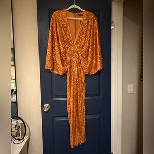 Fashion Nova Sparkling Orange Sequin Dress